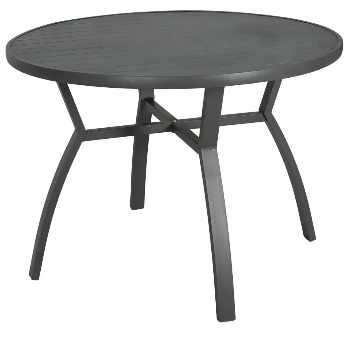 MOBELLIA Table de jardin ronde en aluminium 5 places (D105 cm) Murano Gris Anthracite Clearance