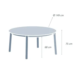 MOBELLIA Table de jardin ronde en aluminium 8 places (D149 cm) Monte Carlo Blanc New