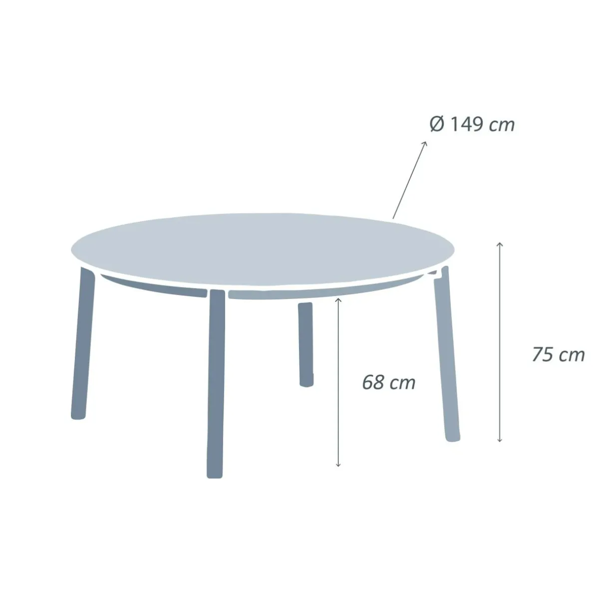 MOBELLIA Table de jardin ronde en aluminium 8 places (D149 cm) Monte Carlo Blanc New