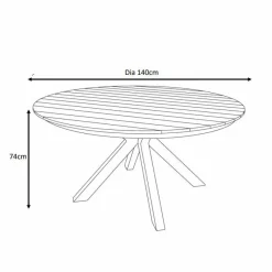 MOBELLIA Table de jardin ronde en aluminium et bois teck 8 places (D140 cm) Bali Gris Anthracite Outlet