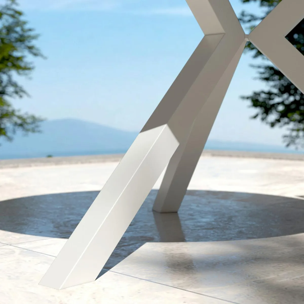 MOBELLIA Table de jardin ronde en aluminium et céramique 6 places (D120 cm) Kore Blanc Discount