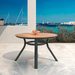 MOBELLIA Table de jardin ronde en aluminium 6 places (D120 cm) Amalfi Gris Anthracite Online