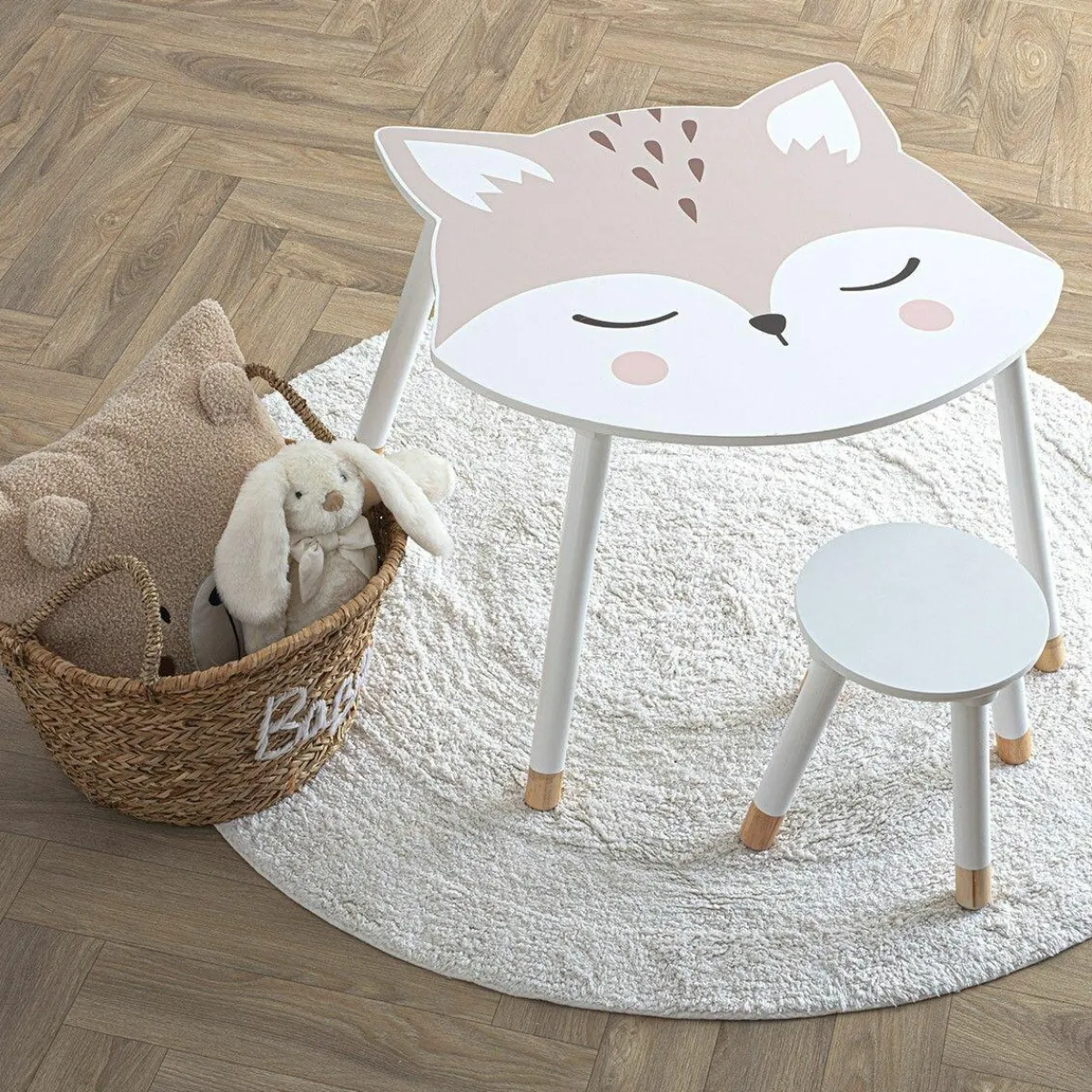 Atmosphera createur d'interieur for kids Table enfant bois (H43 cm) Douceur Renard he Blanc Outlet