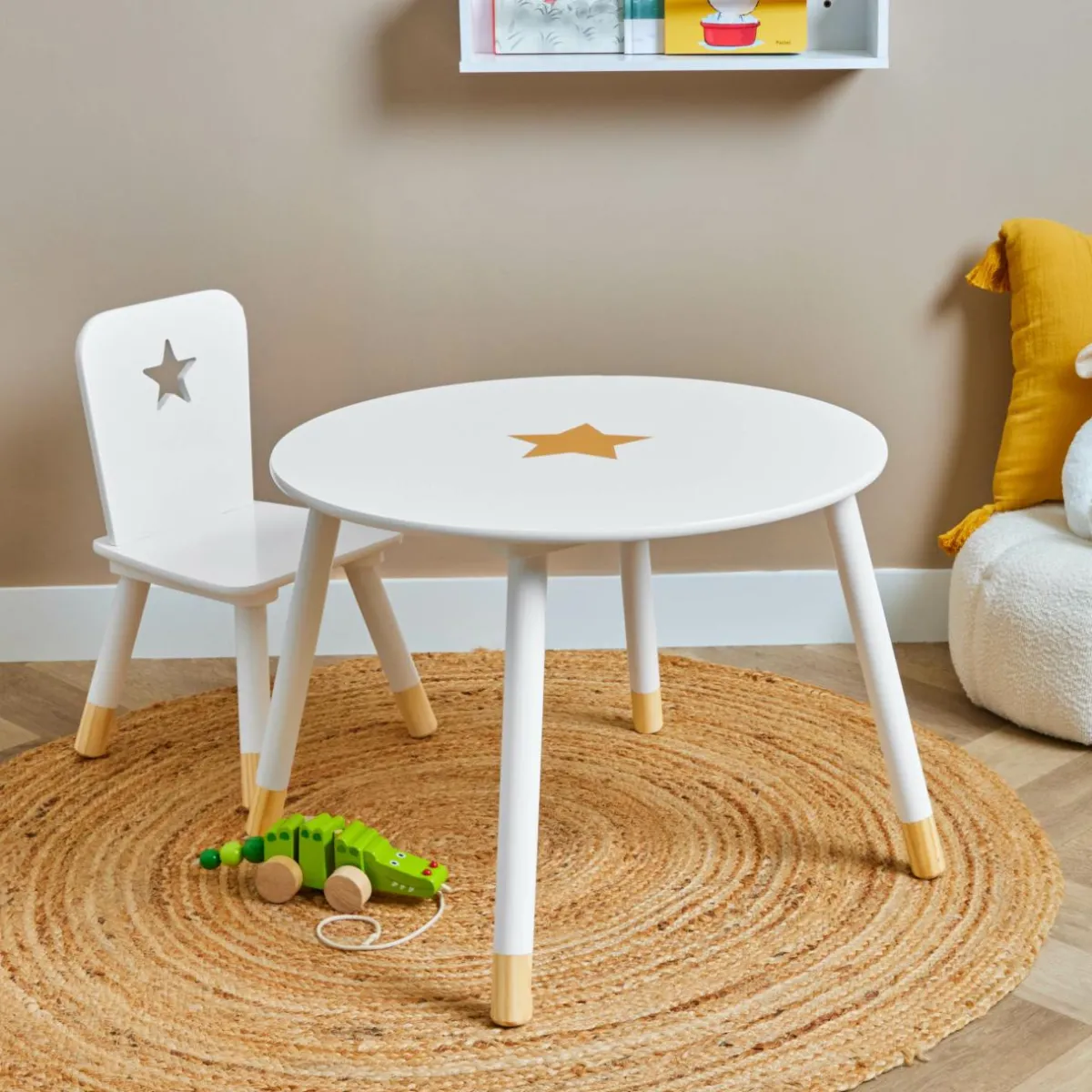 EMINZA Table enfant bois (H44 cm) Stars he Blanc Discount