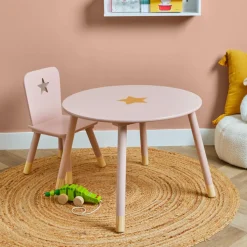 EMINZA Table enfant bois (H44 cm) Stars Rose Discount