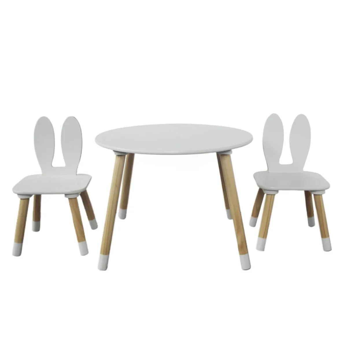 EMINZA Table et 2 chaises enfant bois lapin (H44 cm) Lila Blanc Clearance