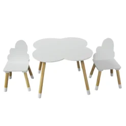 EMINZA Table et 2 chaises enfant bois nuage (H44 cm) Lilou Blanc Hot