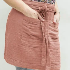 EMINZA Tablier avec poches gaze de coton Gaïa Rose Pêche Discount