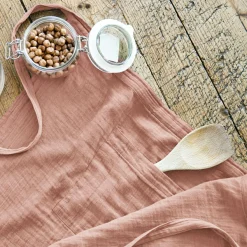 EMINZA Tablier avec poches gaze de coton Gaïa Rose Pêche Discount