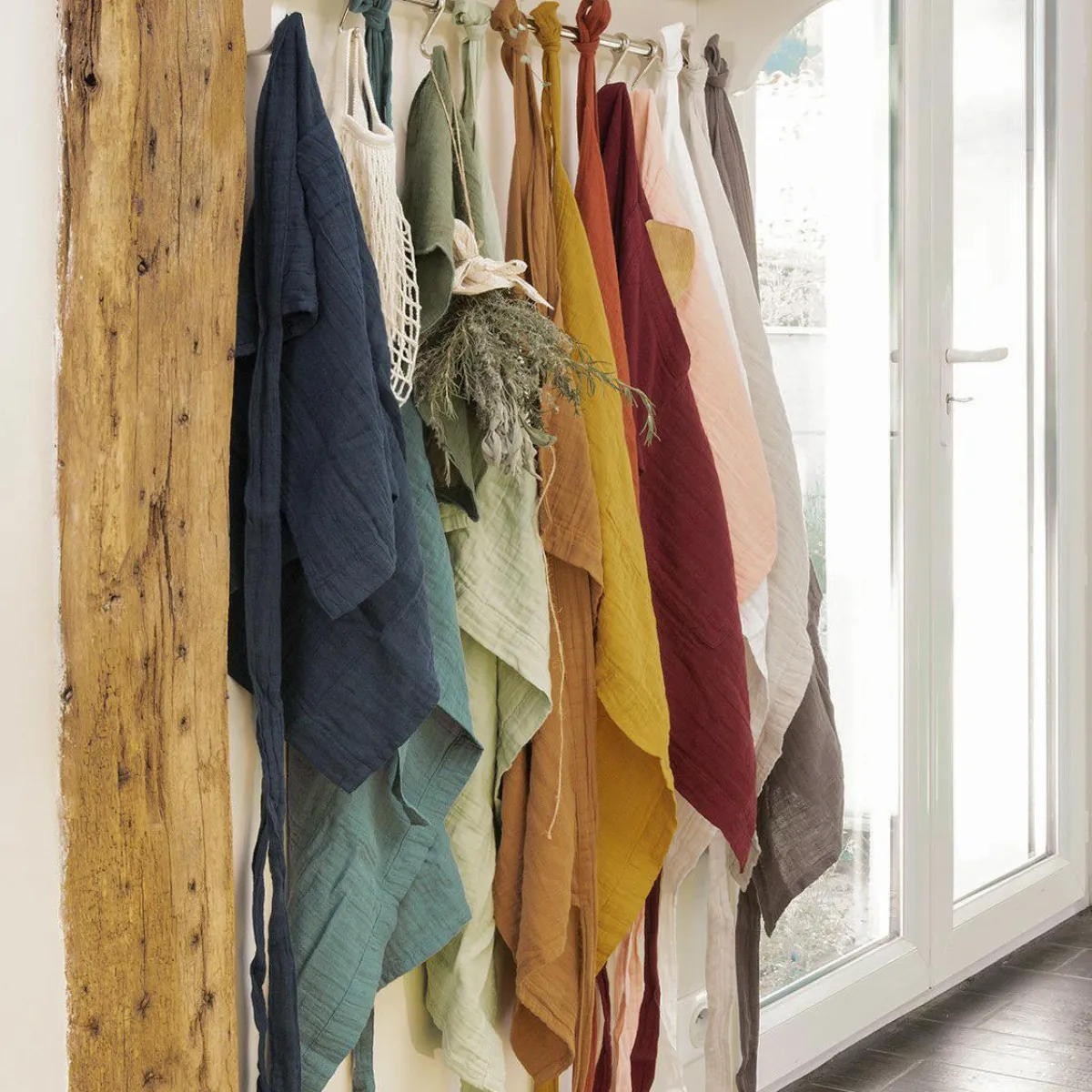 EMINZA Tablier avec poches gaze de coton Gaïa Vert romarin Outlet
