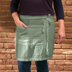 EMINZA Tablier avec poches gaze de coton Gaïa Vert Eucalyptus Sale