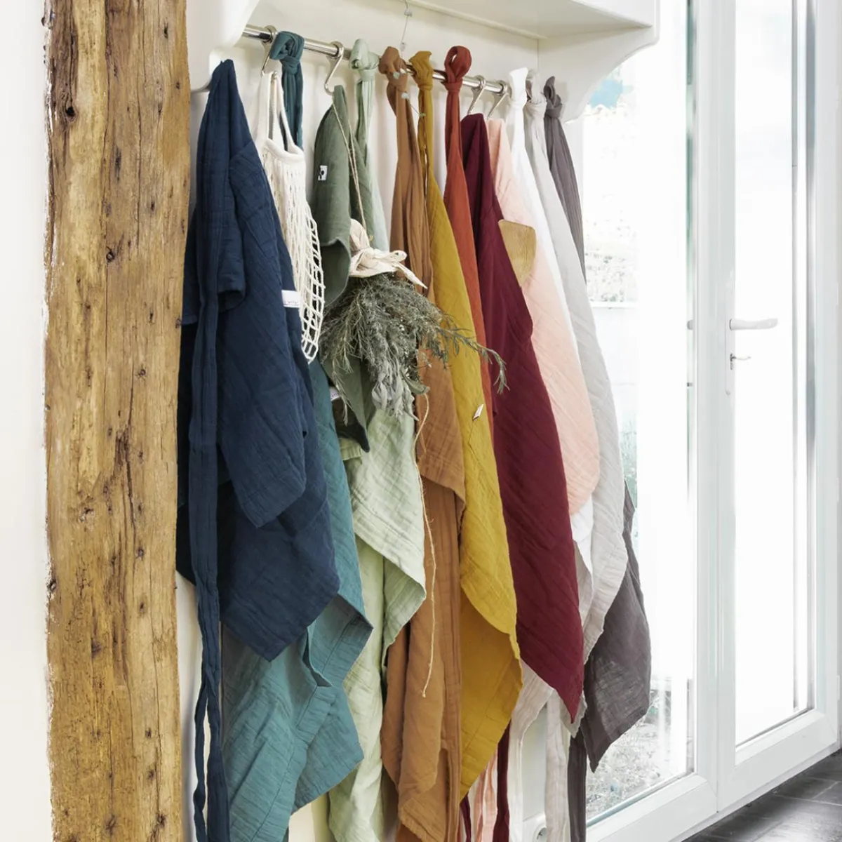 EMINZA Tablier avec poches gaze de coton Gaïa Vert Eucalyptus Sale