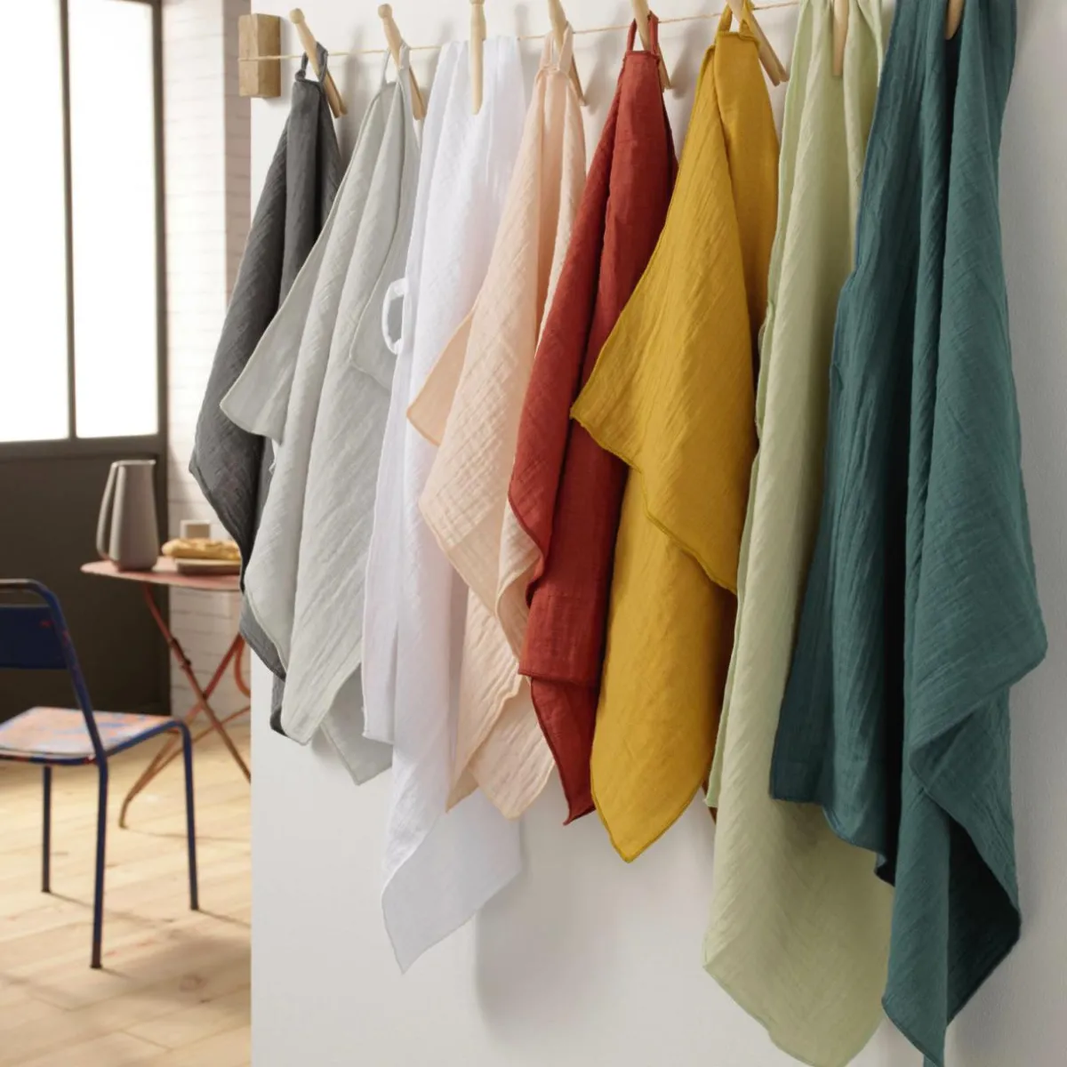 EMINZA Tablier avec poches gaze de coton Gaïa Abricot Clearance