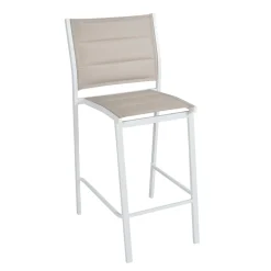 MOBELLIA Tabouret de jardin aluminium empilable Murano et taupe Blanc New