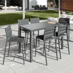 MOBELLIA Tabouret de jardin aluminium empilable Murano Gris Anthracite Clearance