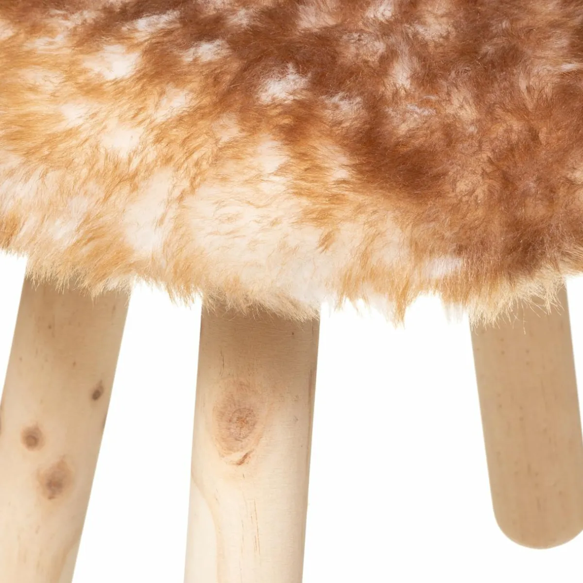 Atmosphera cru017dateur d'intu017drieur for kids Tabouret enfant bois et fausse fourrure (H38 cm) Cerf Marron Hot