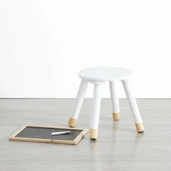 Atmosphera createur d'interieur for kids Tabouret enfant bois (H24 cm) Douceur Blanc New
