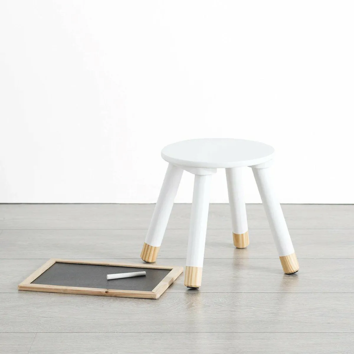 Atmosphera createur d'interieur for kids Tabouret enfant bois (H24 cm) Douceur Blanc New