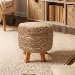 EMINZA Tabouret rond cordes (H35 cm) Surabaya Naturel Outlet