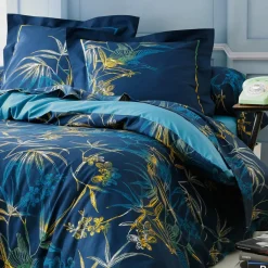 TRADILINGE Taie de traversin coton (L200 cm)Kimono e Bleu New