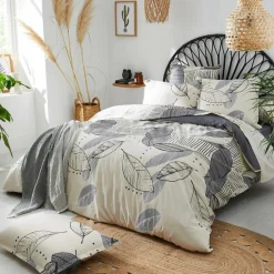 TRADILINGE Taie de traversin coton lavé (L200 cm) Folio e Gris Hot