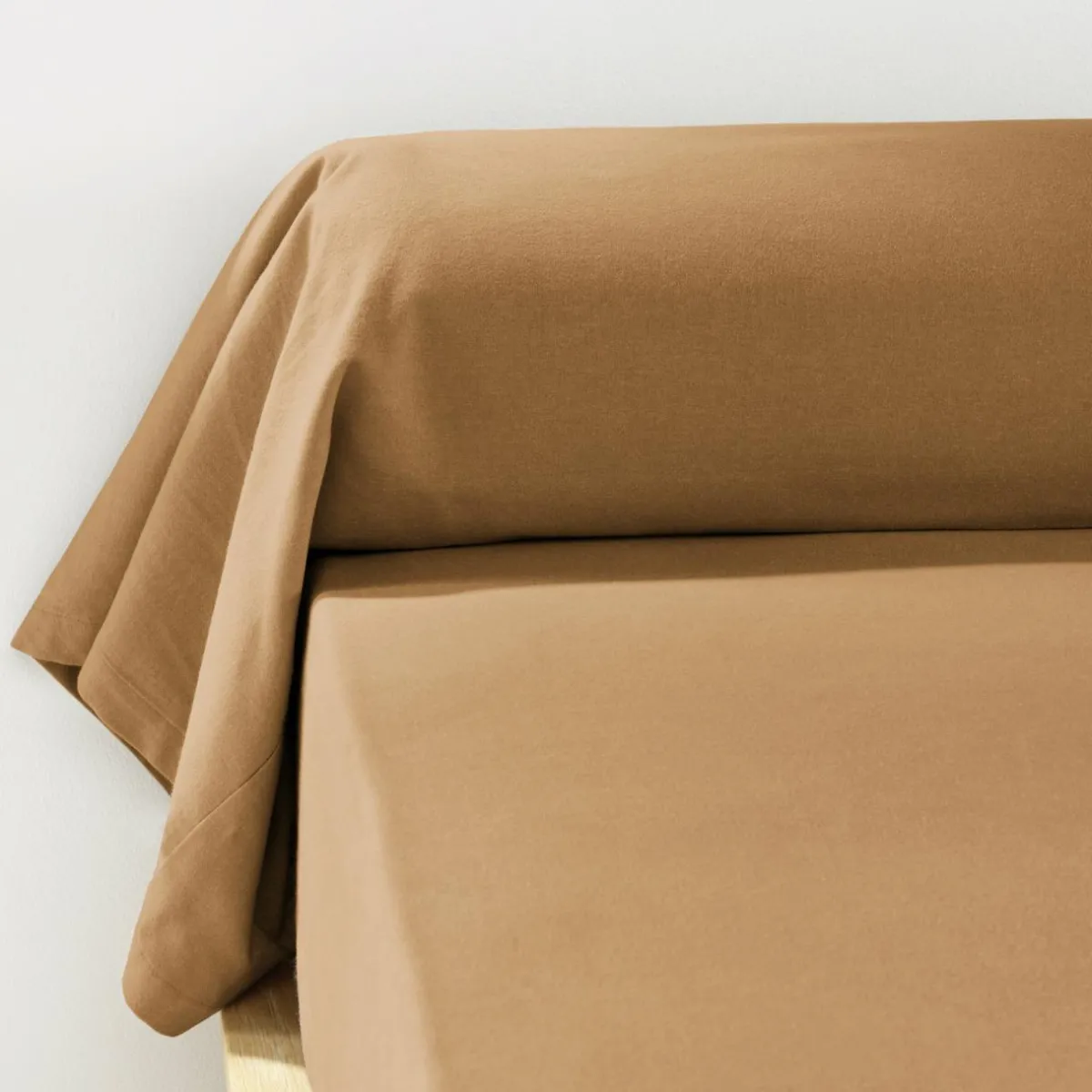 EMINZA Taie de traversin flanelle de coton (L185 cm) Théa Camel Sale