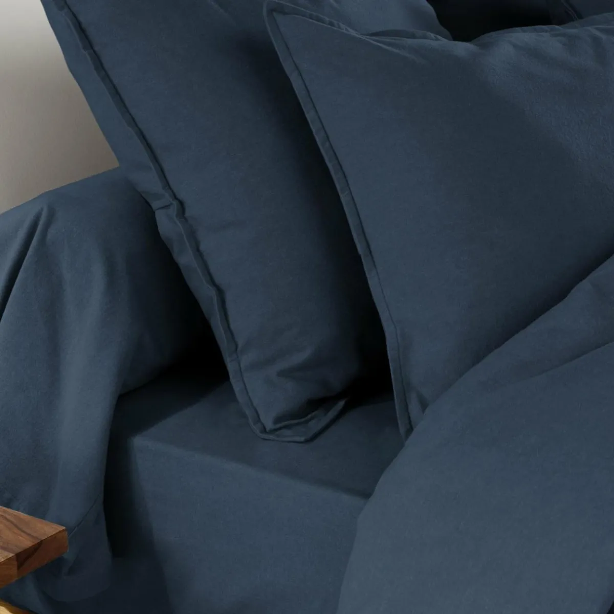EMINZA Taie de traversin flanelle de coton (L185 cm) Théa Bleu nuit Clearance