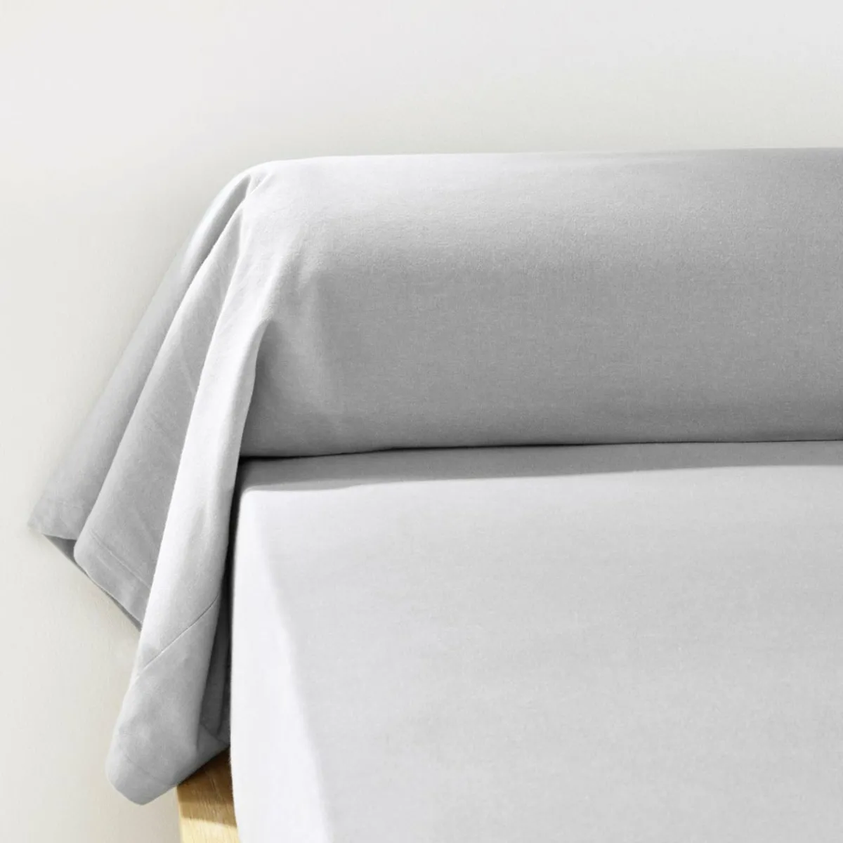 EMINZA Taie de traversin flanelle de coton (L185 cm) Théa Gris clair Discount