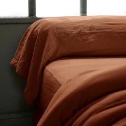EMINZA Taie de traversin gaze de coton (L185 cm) Gaïa Terracotta Discount