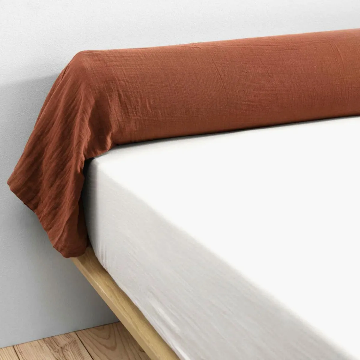 EMINZA Taie de traversin gaze de coton (L185 cm) Gaïa Terracotta Discount