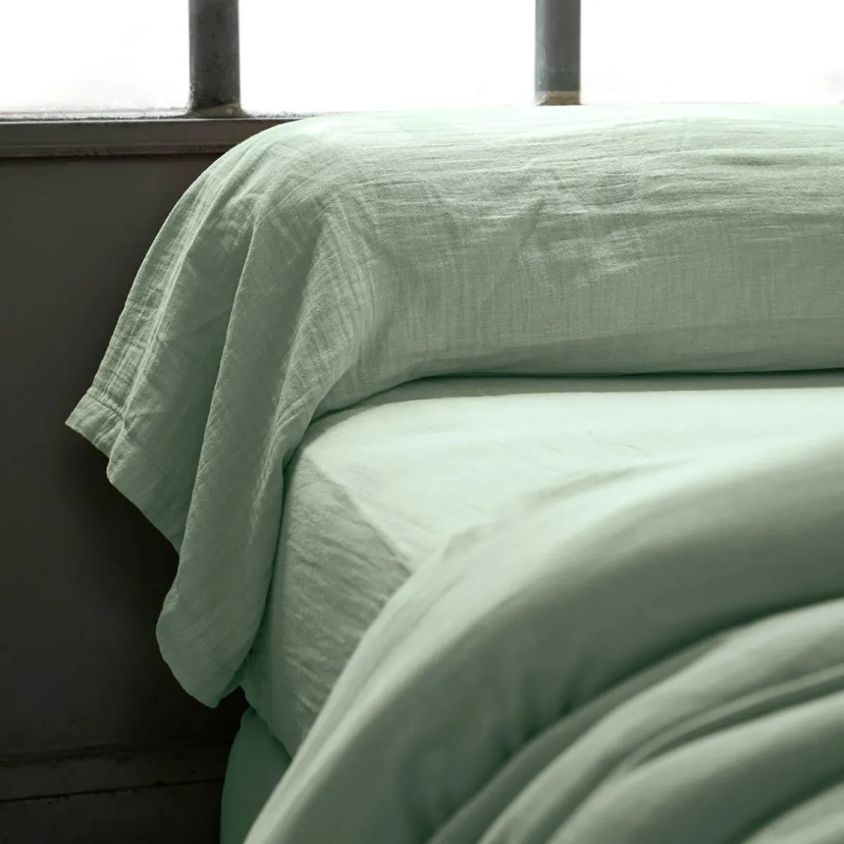 EMINZA Taie de traversin gaze de coton (L185 cm) Gaïa Vert Eucalyptus Hot