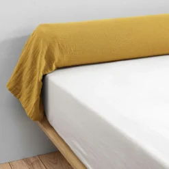 EMINZA Taie de traversin gaze de coton (L185 cm) Gaïa Jaune safran Discount