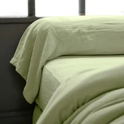 EMINZA Taie de traversin gaze de coton (L185 cm) Gaïa Vert tilleul Sale
