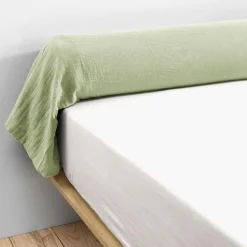 EMINZA Taie de traversin gaze de coton (L185 cm) Gaïa Vert tilleul Sale