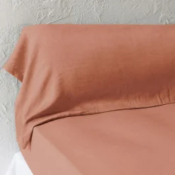 EMINZA Taie de traversin lyocell Tencel™ lavé (27 x 185 cm) Olivia Terracotta Outlet