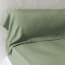 EMINZA Taie de traversin lyocell Tencel™ lavé (27 x 185 cm) Olivia Vert romarin Discount