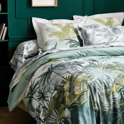 TRADILINGE Taie de traversin percale de coton (L200 cm) Trinidad Mousson e Vert Outlet