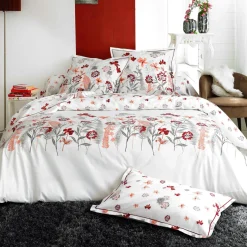 TRADI LINGE Taie de traversin percale de coton (L200 cm) Petite folie Rouge Hot