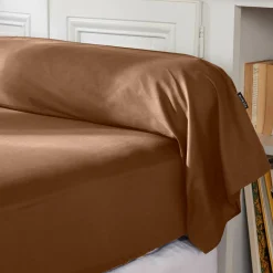 EMINZA Taie de traversin percale de coton (L185 cm) Cali Marron Chocolat New