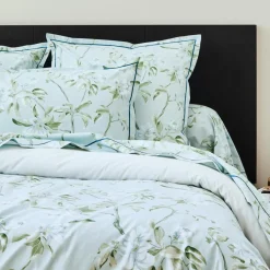TRADILINGE Taie de traversin percale de coton (L200 cm) Eléna Nil e Vert New