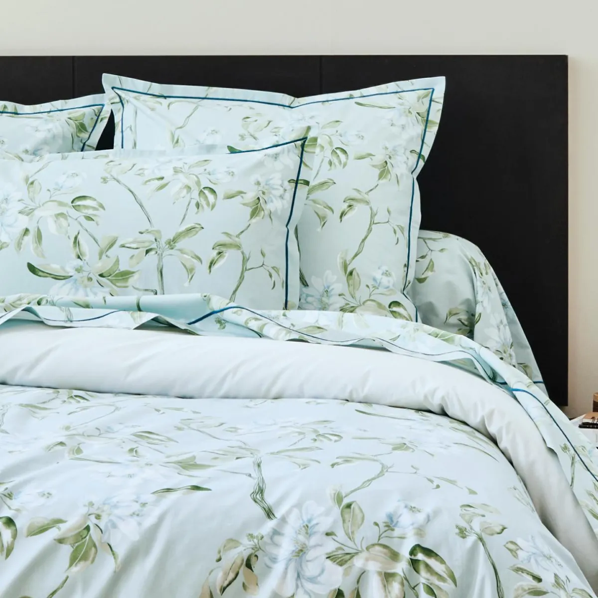 TRADILINGE Taie de traversin percale de coton (L200 cm) Eléna Nil e Vert New