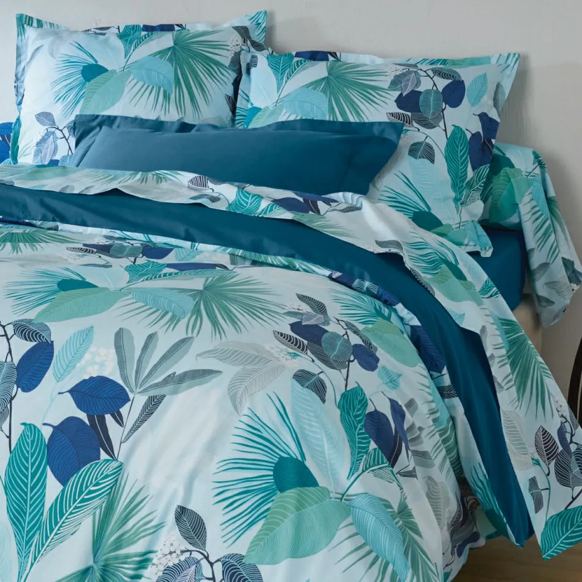 TRADILINGE Taie de traversin percale de coton (L200 cm) Moorea e Bleu Best