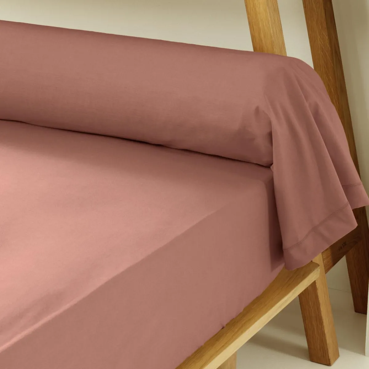 EMINZA Taie de traversin percale de coton (L185 cm) Cali Bois de rose Rose clair Online