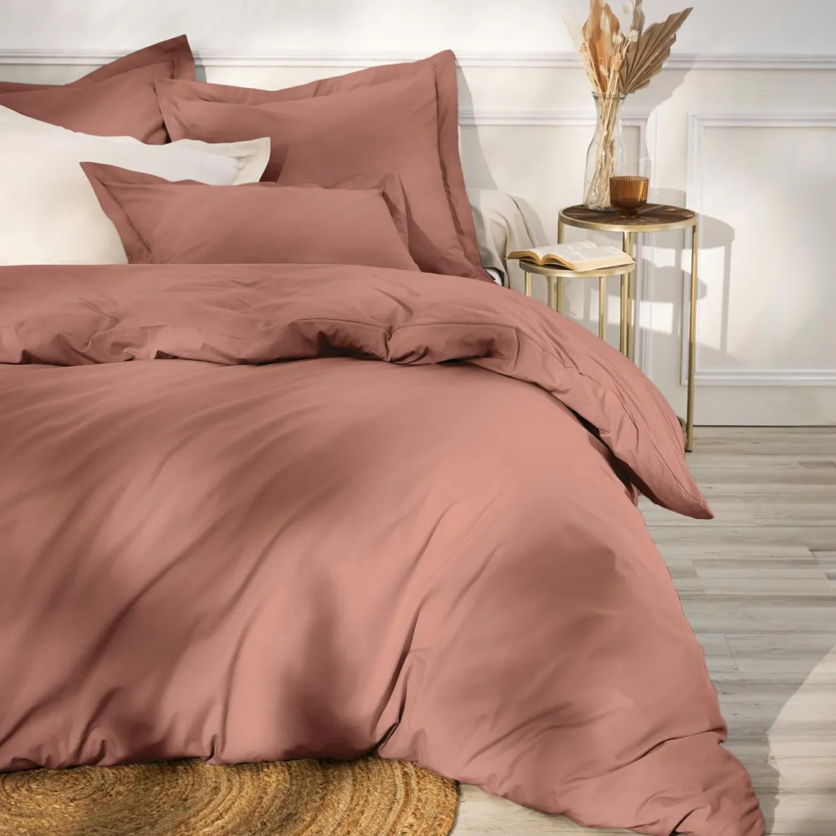 EMINZA Taie de traversin percale de coton (L185 cm) Cali Bois de rose Rose clair Online