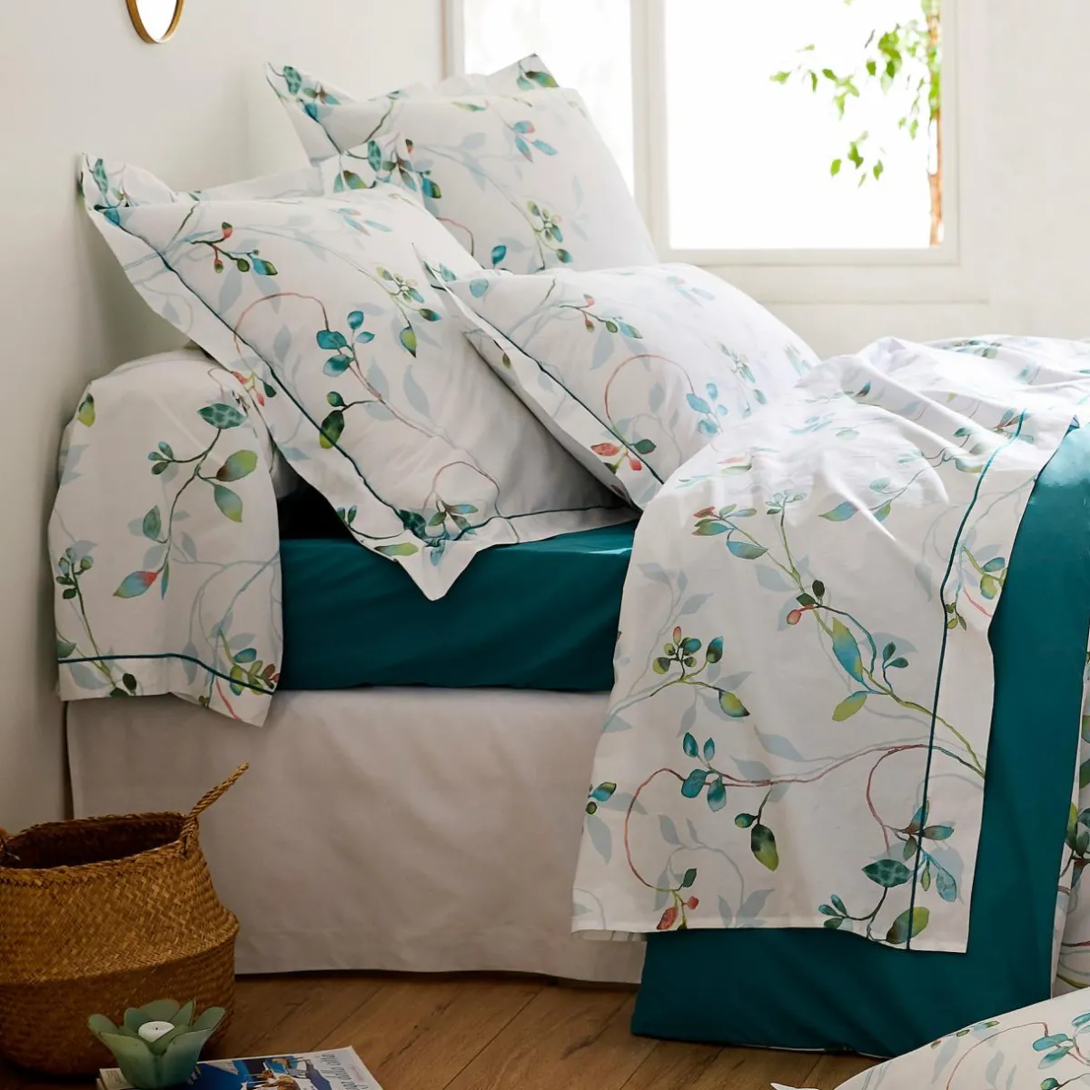 TRADILINGE Taie de traversin percale de coton (L200 cm) Flâner Vert émeraude Best