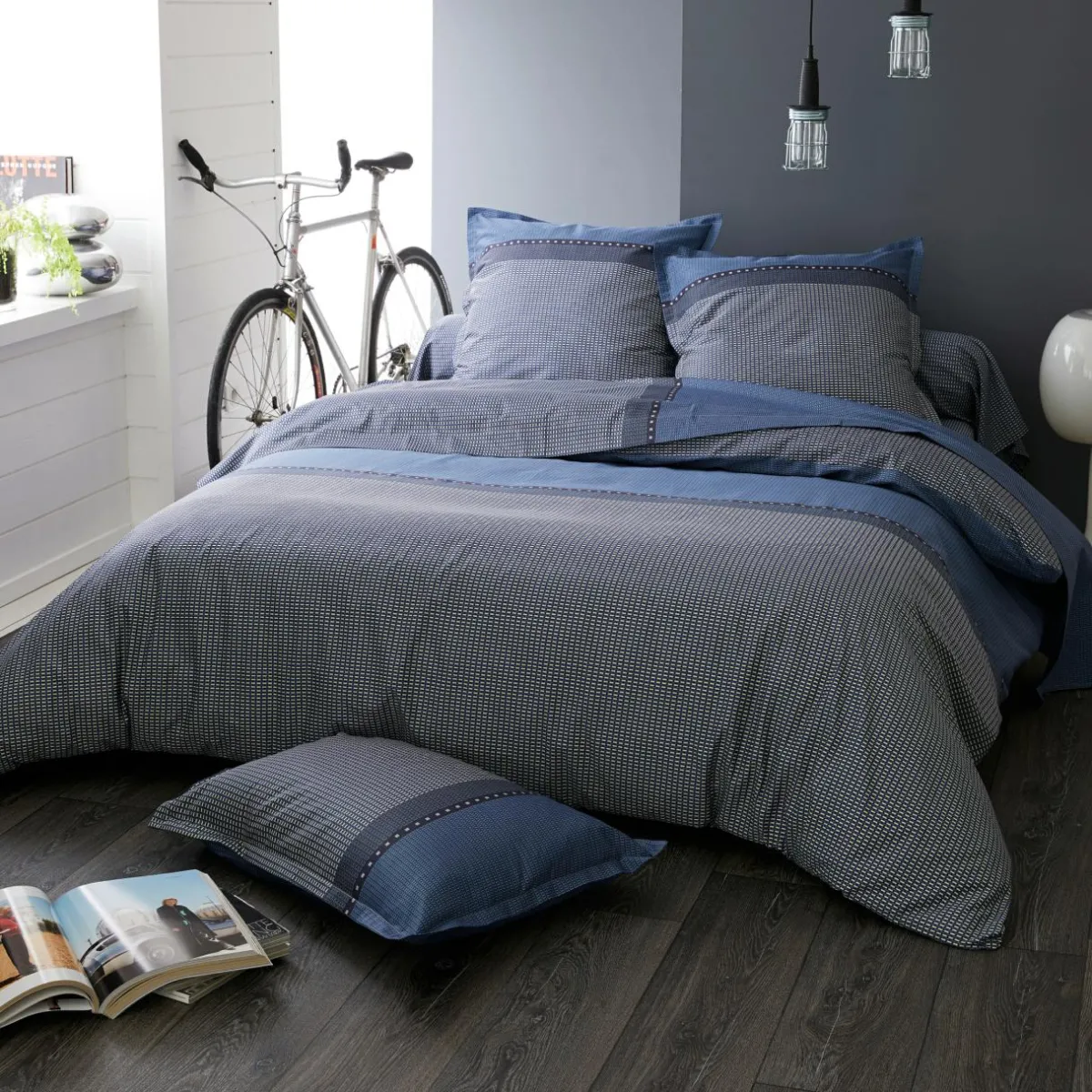 TRADI LINGE Taie de traversin satin de coton (L200 cm) Enzo e Bleu Hot