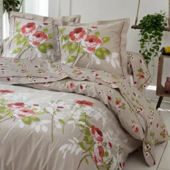 TRADILINGE Taie de traversin satin de coton (L200 cm) Roseraie ficelle Marron Sale