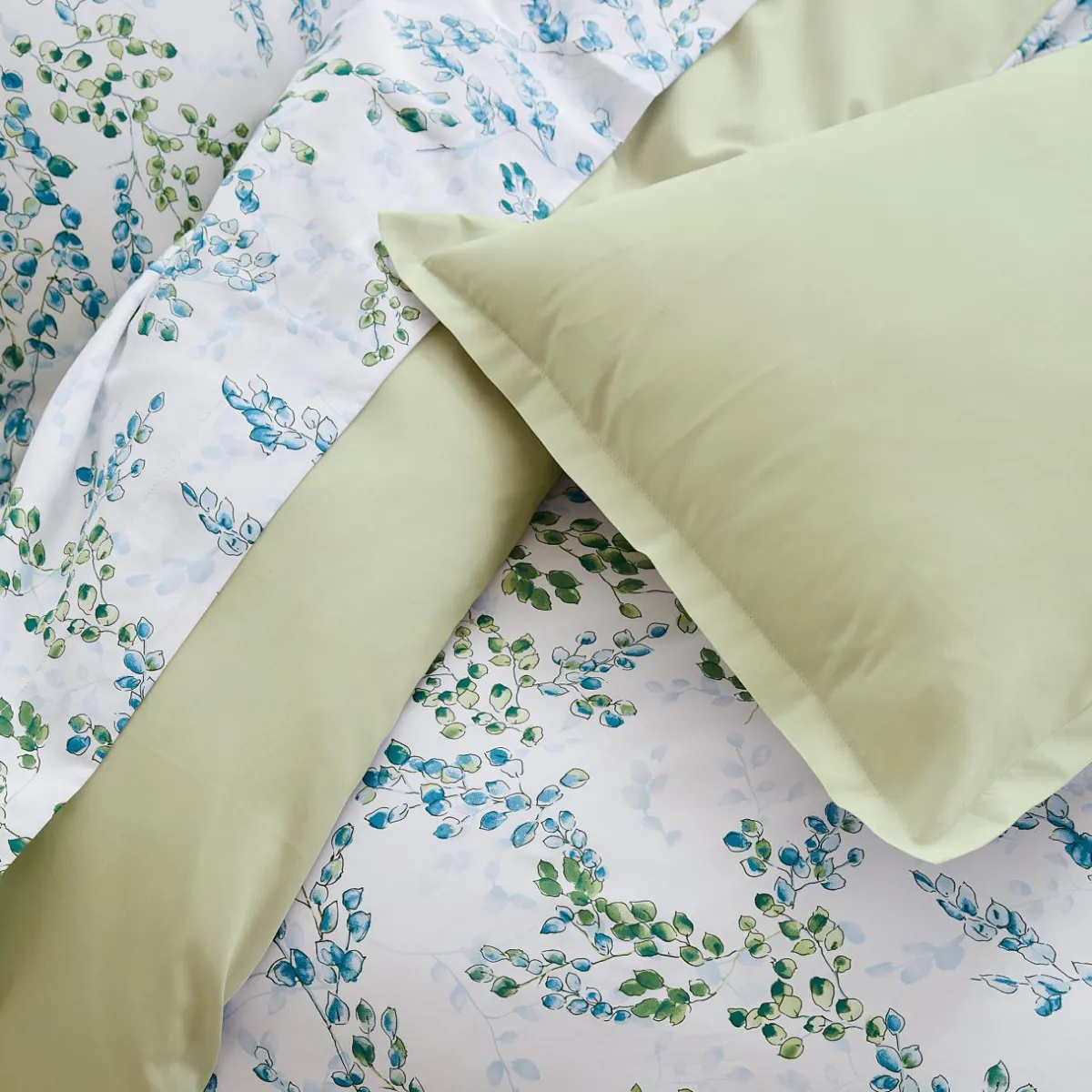 TRADILINGE Taie de traversin satin de coton (L200 cm) Angèle Vert tilleul Outlet