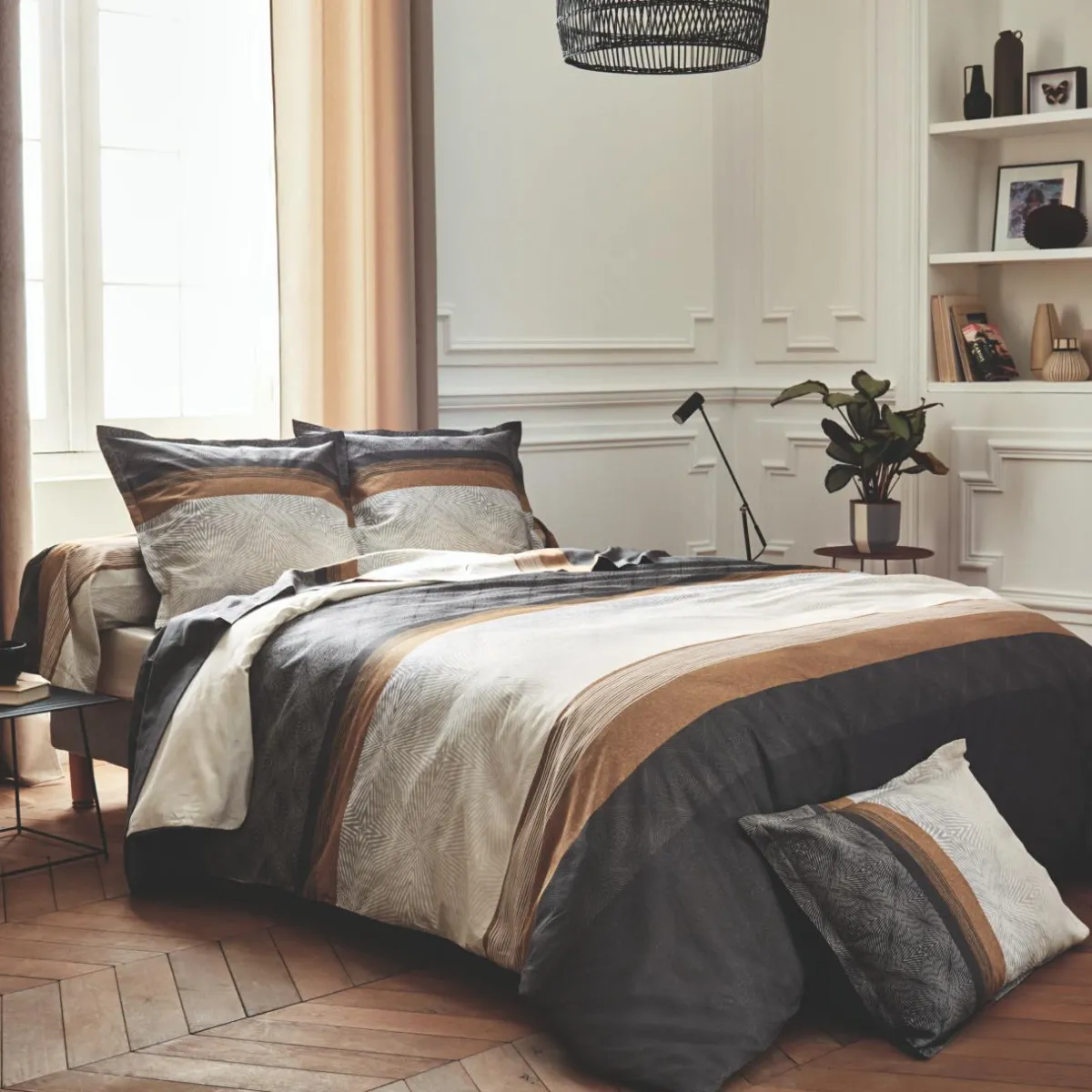 TRADILINGE Taie de traversin satin de coton (L200 cm) Tiago e Noir Sale