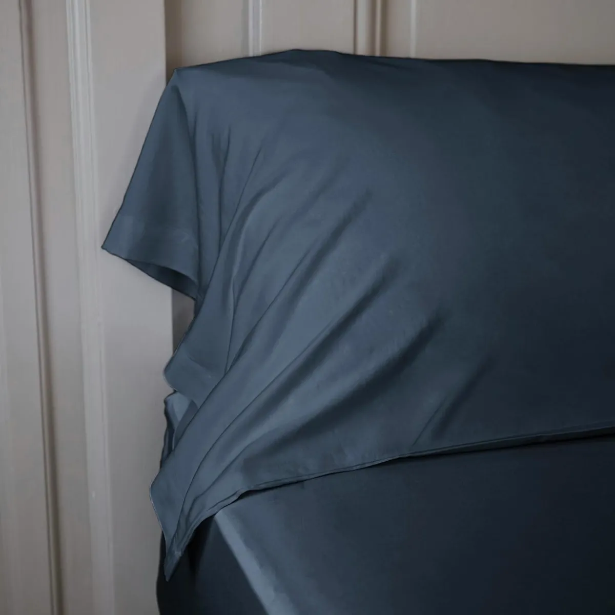 EMINZA Taie de traversin satin de bambou (L185 cm) Sienna Bleu minuit Bleu nuit New